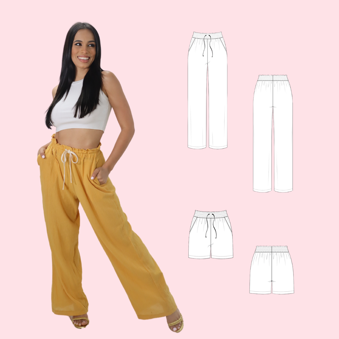 Curso Costura 1.1: Cose un pantalón ajustable👖 en gasa | Jueves 6pm - 9 pm | comienza 24 de abril