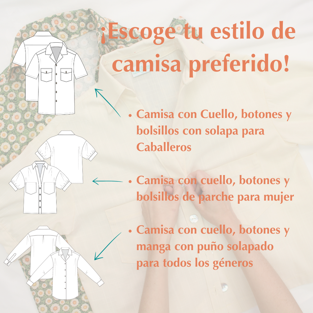 Costura Intermedia: 👚 Cose una camisa con cuello, botones y bolsillos | miércoles 6 pm - 9 pm | 22 de abril - 17 de junio